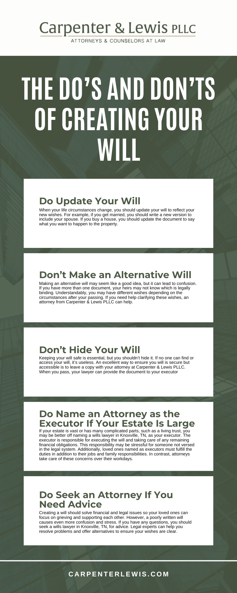 The Do’s and Don’ts of Creating Your Will infographic