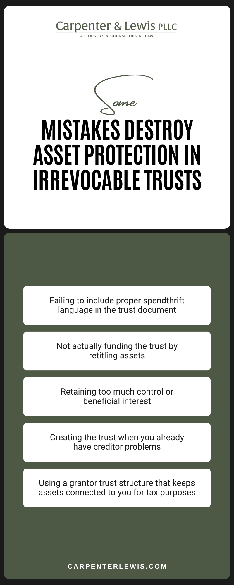 Mistakes Destroy Asset Protection In Irrevocable Trusts Infographic